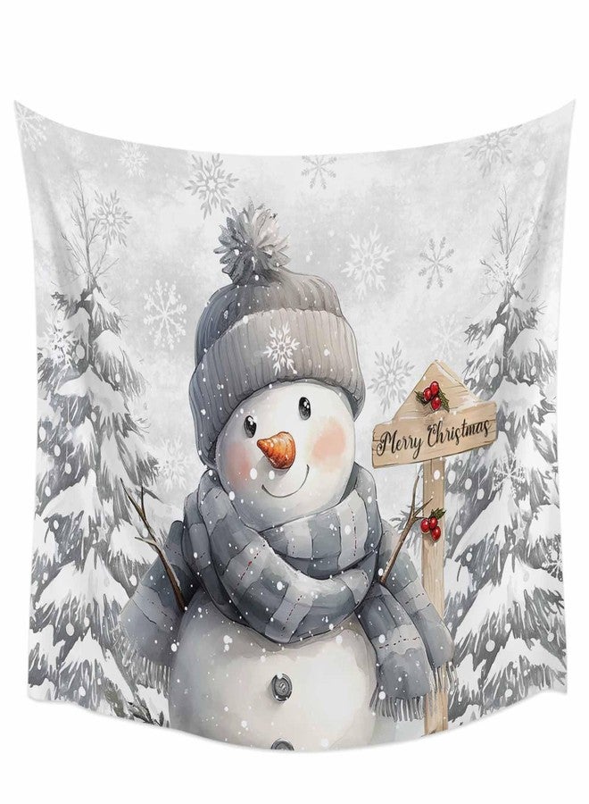 LooPoP Christmas Tapestry Wall Hanging Christmas Snowman Tapestries Aesthetic Snowflake Snowy Scenery Tapestry for Bedroom Living Room College Dorm Xmas Art Wall Decor Decorative Backdrop 50x60 Inch - Image 3